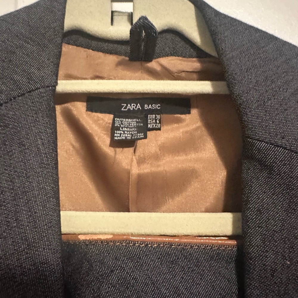 Zara Basic Gray Blazer With Orange Lining - image 3